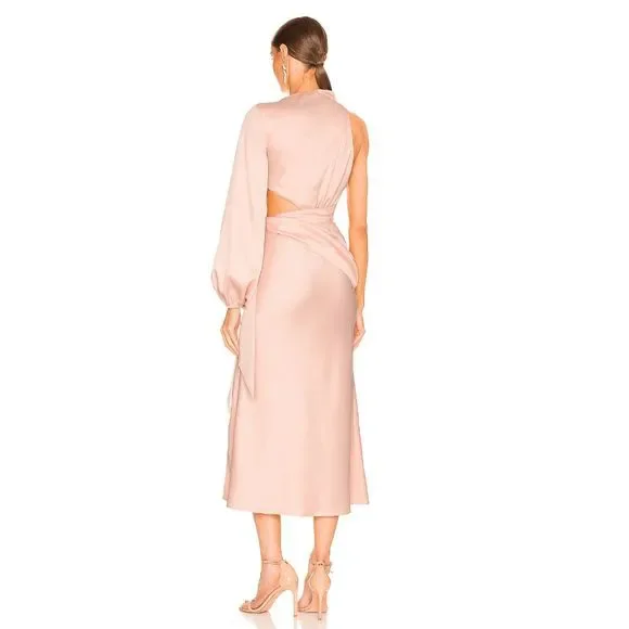 NWT Misha Collection x Revolve Maryan Dress in Pink Rose Cloud Cut Out Faux Wrap - Picture 5 of 14